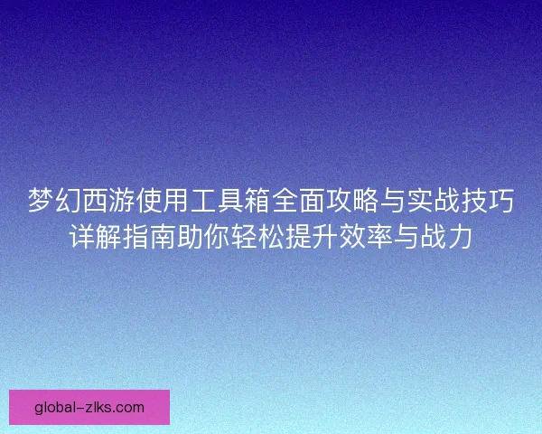 梦幻西游使用工具箱全面攻略与实战技巧详解指南助你轻松提升效率与战力